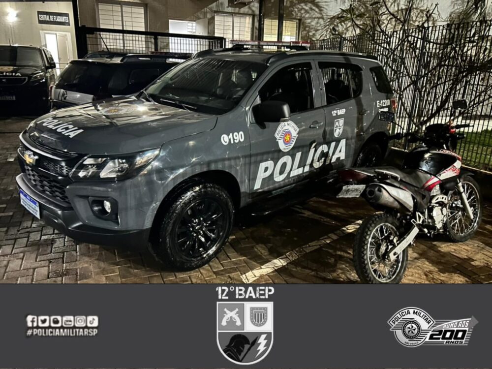 12º BAEP prende homem por furto e adulteração de motocicleta em Araçatuba