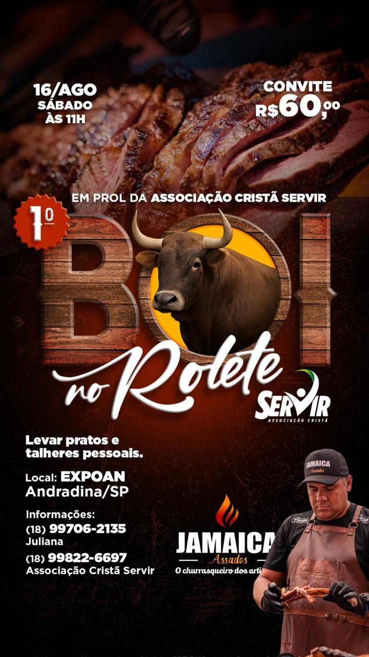 1º Boi no Rolete promete sabor e solidariedade em prol da Associação Cristã Servir em Andradina