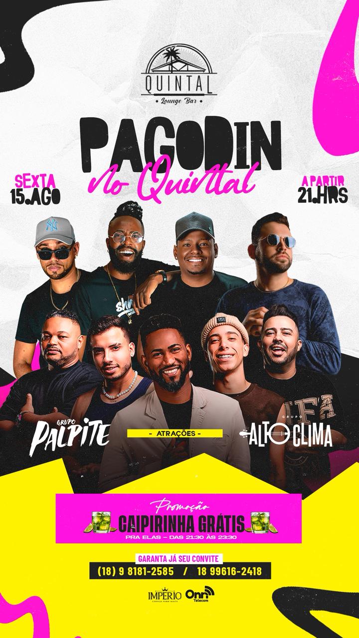 Pagodin no Quintal promete noite animada com muito samba e promoção especial para elas em Andradina
