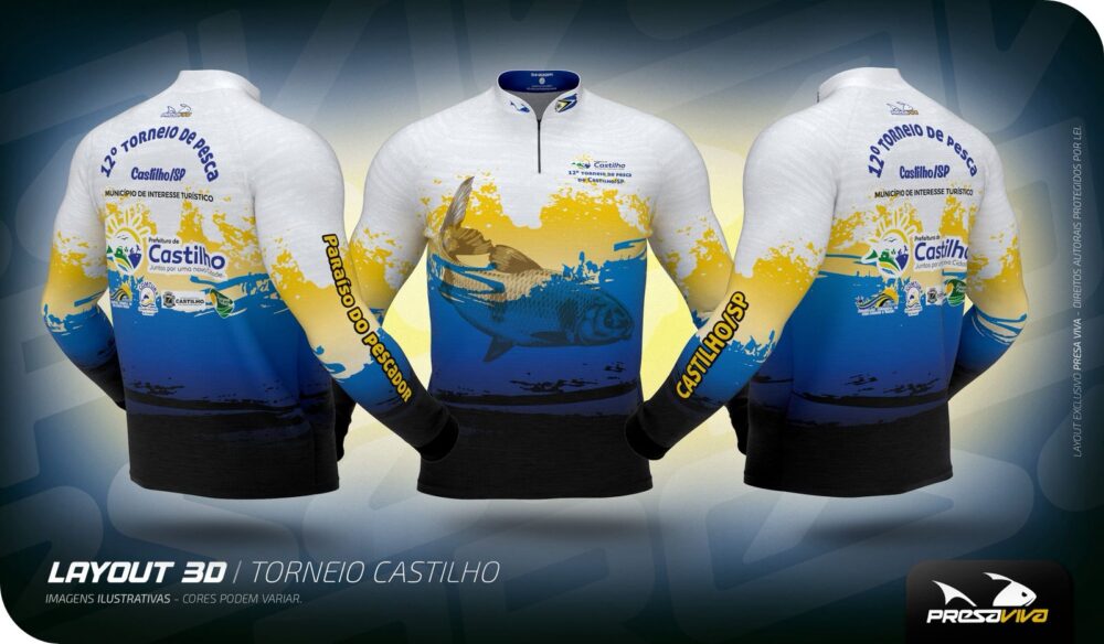 Vaza modelo da nova camiseta do XII Torneio de Pesca Esportiva de Castilho