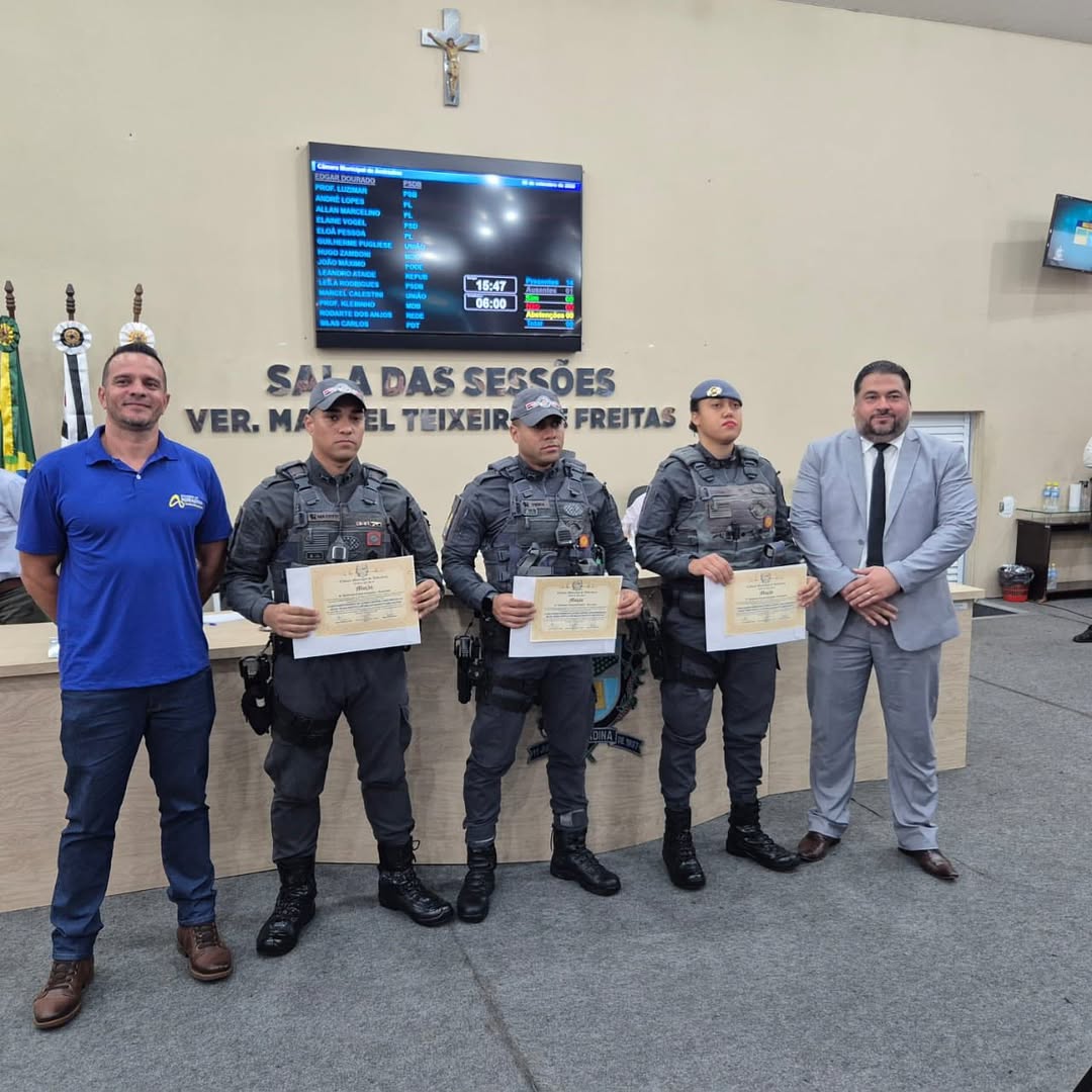 Câmara entrega Moção de Aplausos a policiais militares por ato heroico contra tentante em Andradina