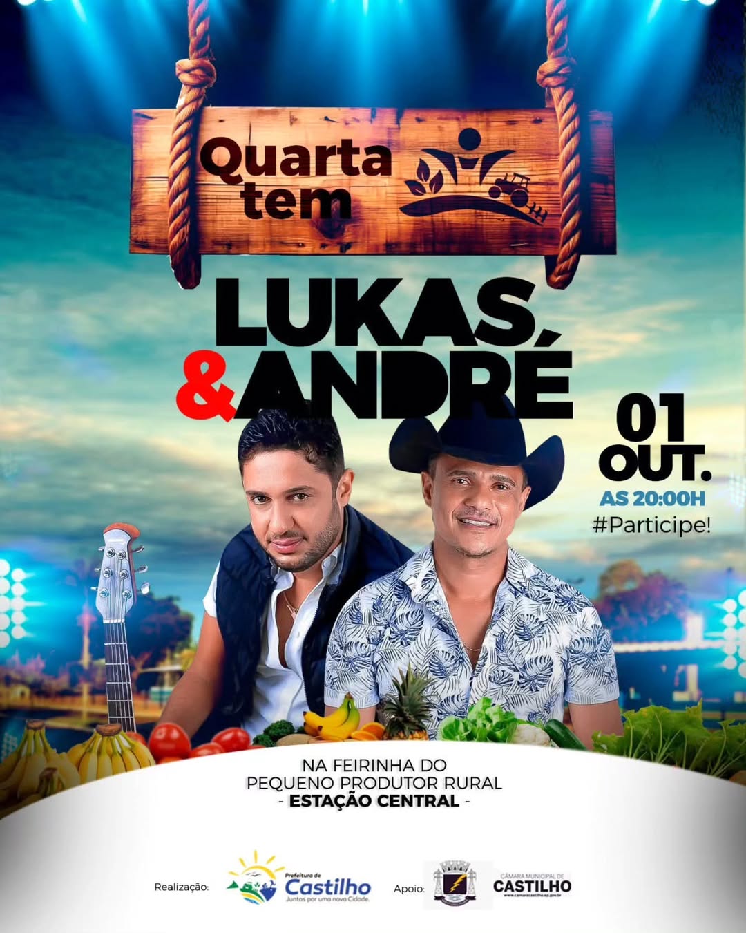 Castilho abre outubro com show de Lukas & André na Feirinha do Produtor Rural