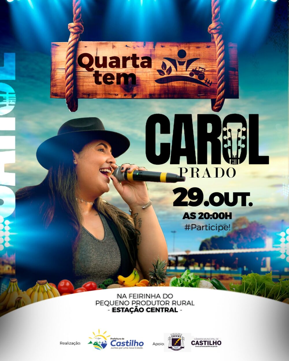 Quarta Rosa terá show especial de Carol Prado em Castilho!