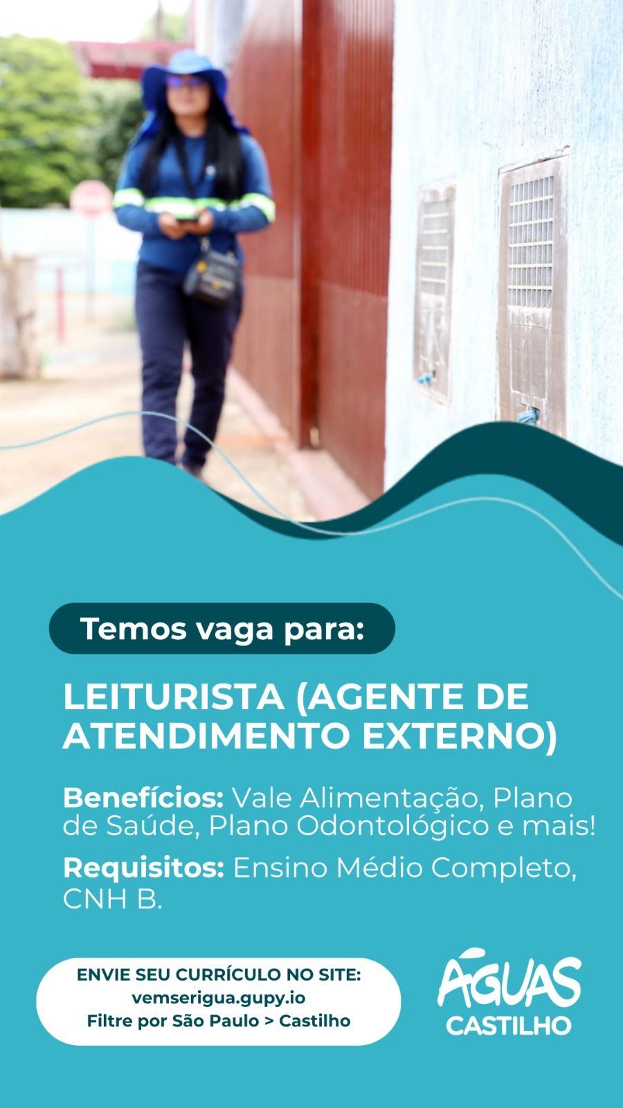 Águas Castilho anuncia nova oportunidade de emprego!