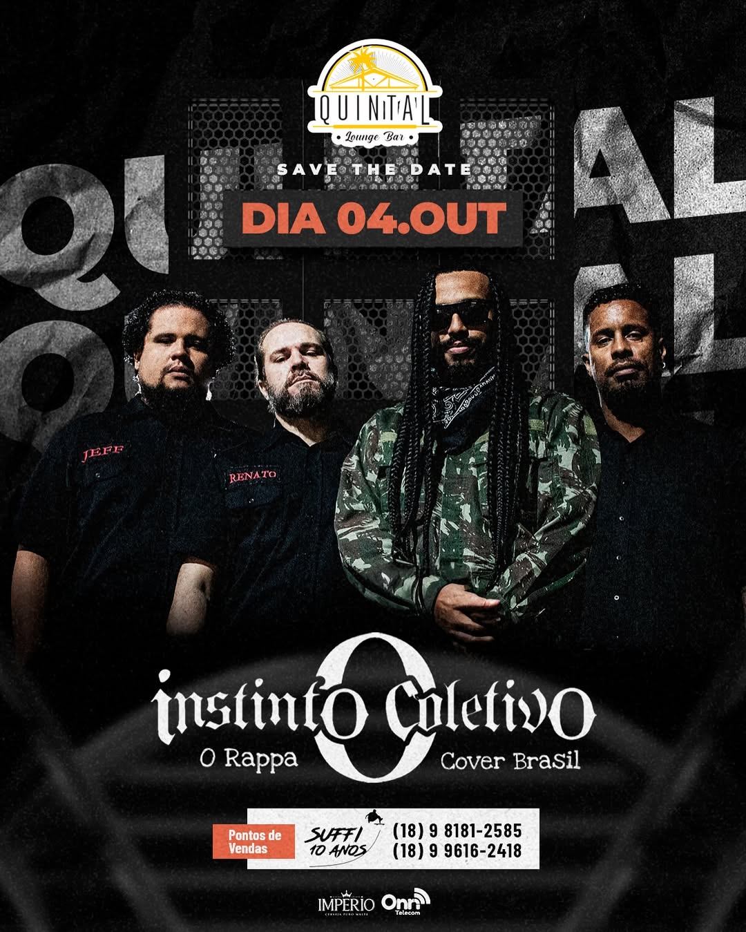 Quintal Lounge Bar recebe show da banda Instinto Coletivo no próximo sábado, 04 de outubro, em Andradina