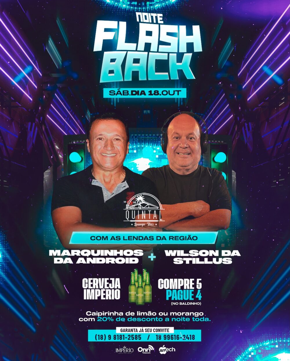 Noite do Flashback promete agitar o Quintal Lounge Bar em Andradina com as lendas da região