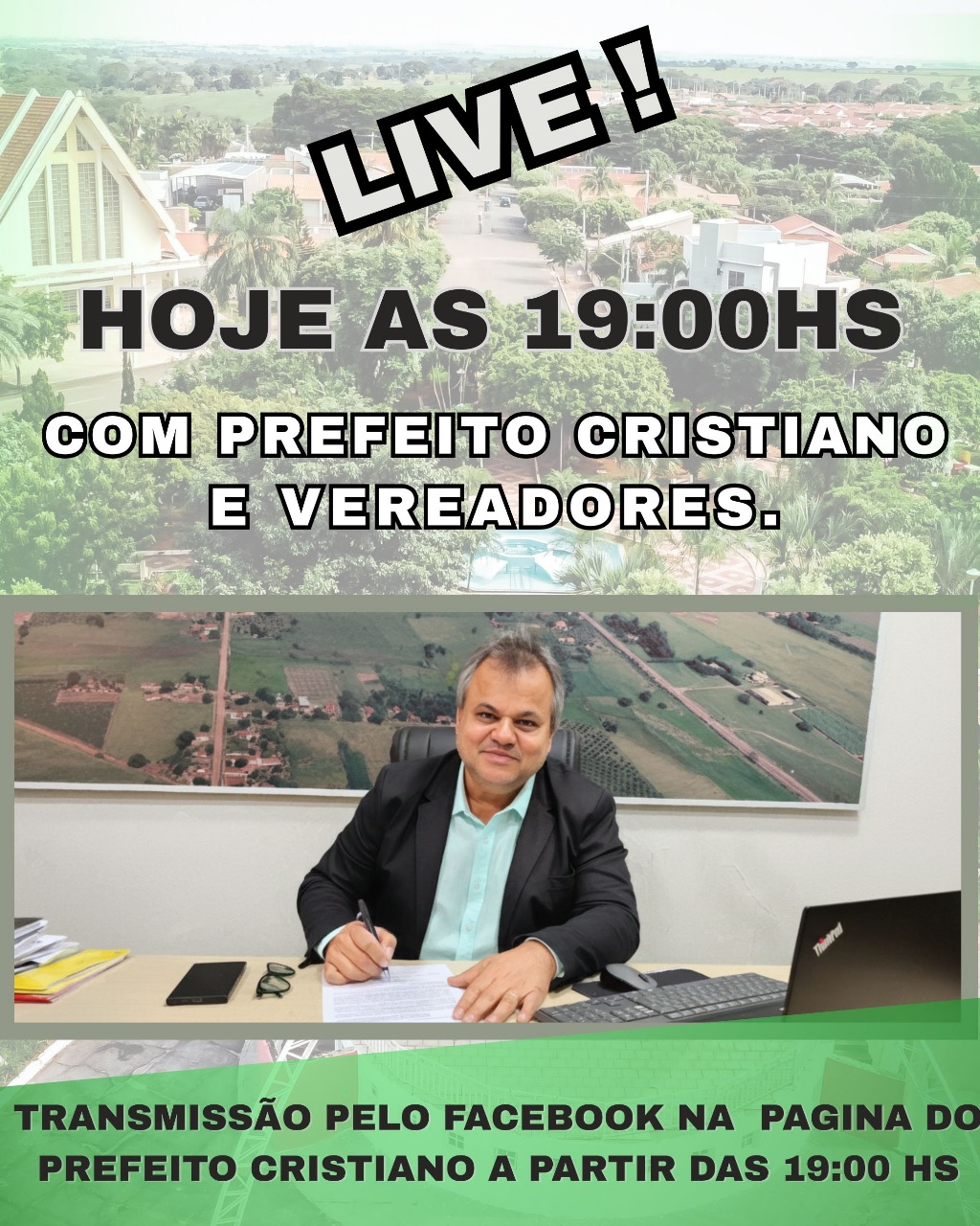 MURUTINGA: Prefeito Cristiano realiza live com vereadores nesta segunda-feira às 19h