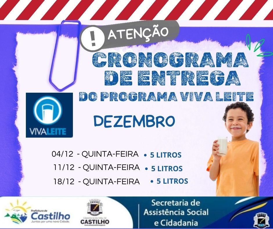 Viva Leite altera cronograma de dezembro, mas famílias receberão os 15 litros normalmente