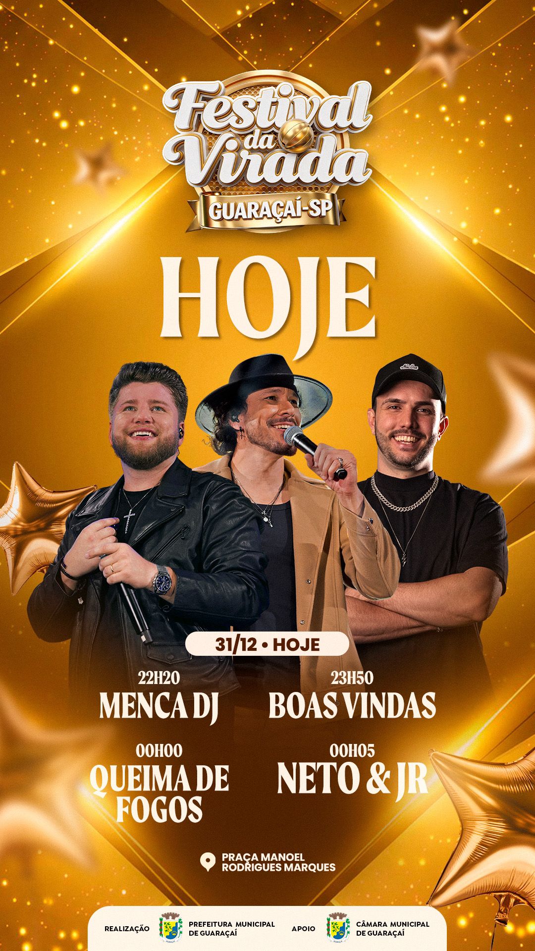 Guaraçaí celebra a virada com show e queima de fogos