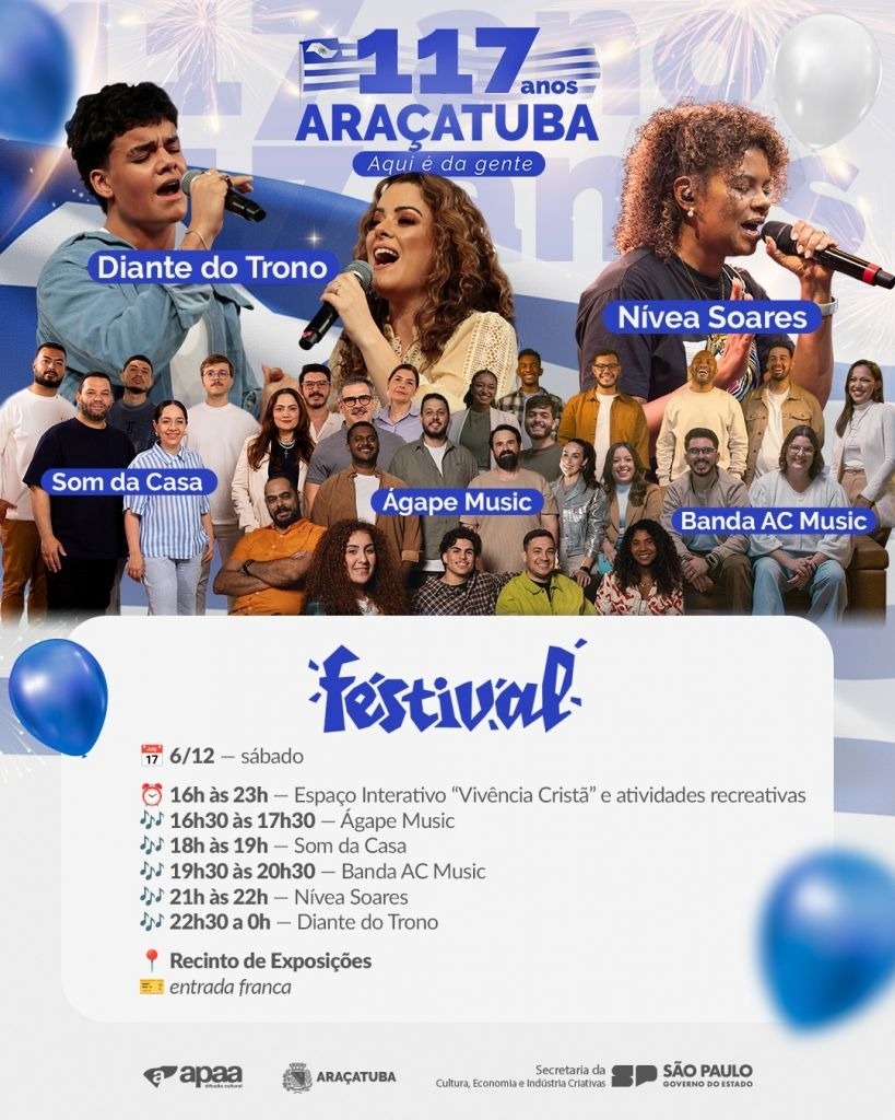 Diante do Trono e Nívea Soares se apresentam neste sábado no FÉstival em Araçatuba