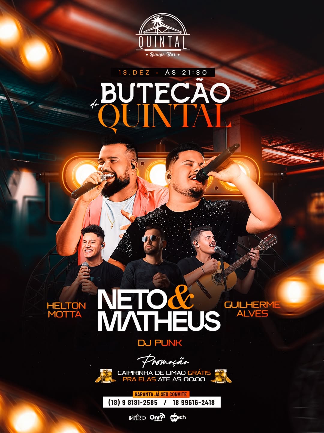 Quintal Lounge Bar recebe Neto & Matheus no “Butecão do Quintal” neste sábado, em Andradina