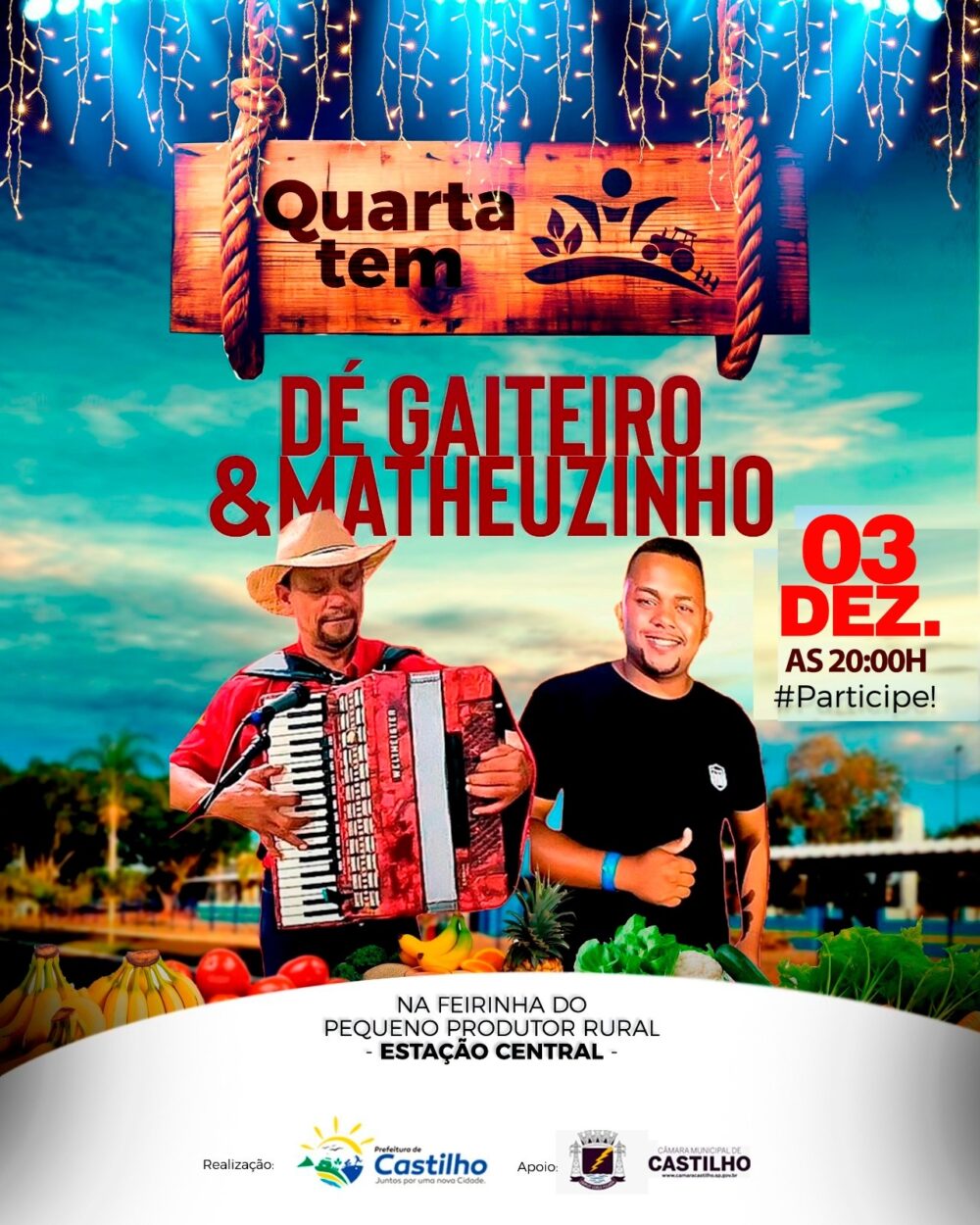 Quarta da Feirinha terá Dé Gaiteiro & Matheuzinho na Estação Central