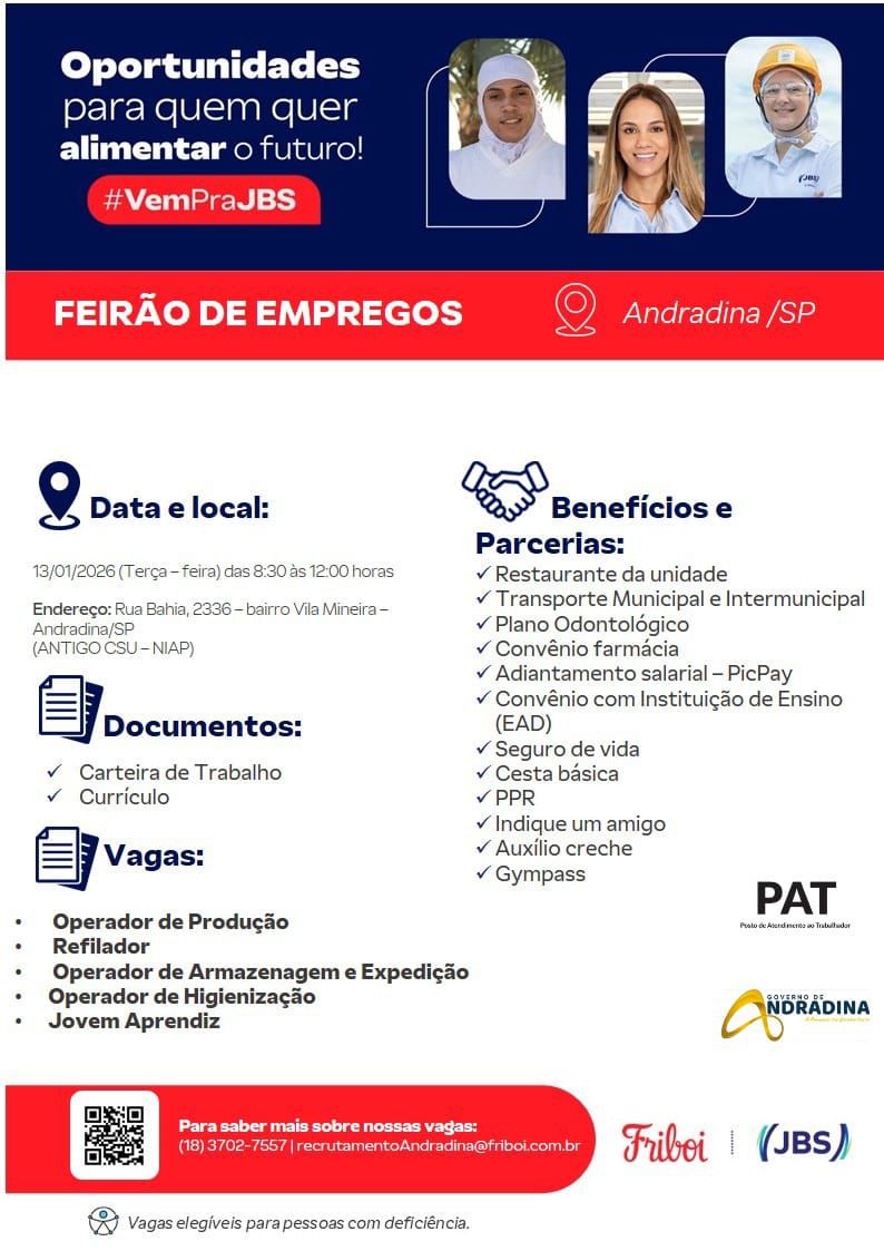 Feirão da JBS oferece vagas em Andradina