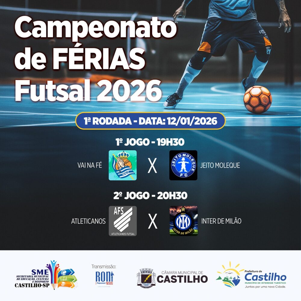 Futsal de Férias 2026 estreia com transmissão ao vivo