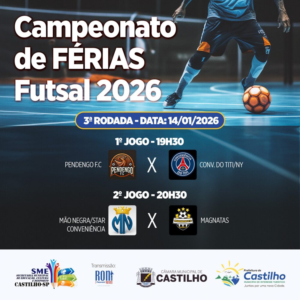 Duas estreias movimentam 3ª rodada do Futsal de Férias