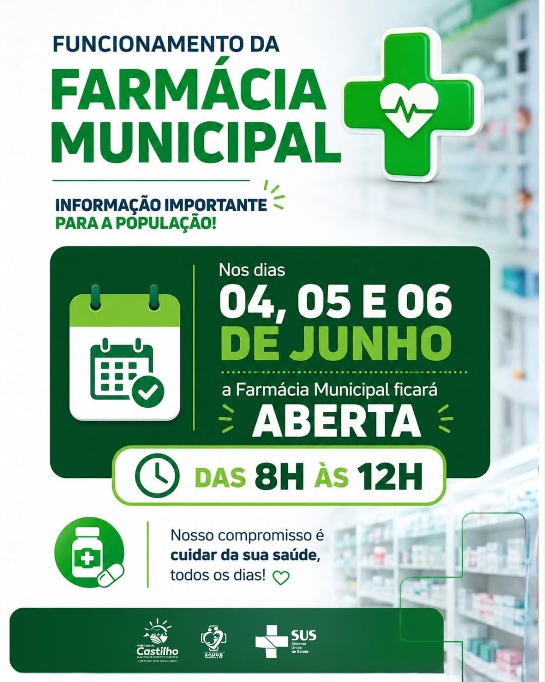 Farmácia terá horário especial no feriado